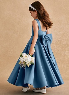 Azazie Honey Bear Flower Girl Dresses Bermuda A-Line Pleated Matte Satin Dress image4