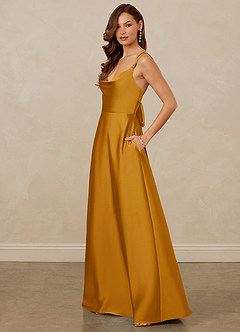 Christian Siriano Bridal for Azazie 1001 Bridesmaid Dresses Butterscotch A-Line Sweetheart Neckline Stretch Satin Dress image4