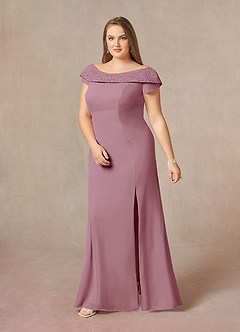 Azazie Cupid Mother of the Bride Dresses Vintage Mauve A-Line Boatneck Lace Chiffon Dress image8