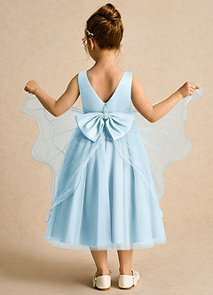 Azazie Pear vestidos de niña de las flores Vestido de Azul Cielo de Tul de Princesa con Lazo image3