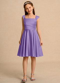 Azazie Budle Girls Formal Flower Girl Dresses Tahiti A-Line Pleated Matte Satin Dress image4