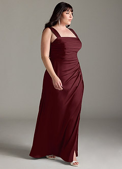 Azazie Jesaphine Bridesmaid Dresses Cabernet Sheath Bow Stretch Satin Dress image10