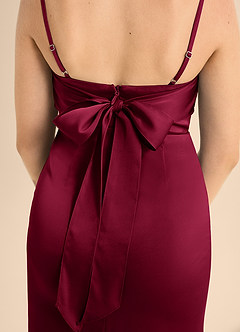 Azazie Mai Junior Burgundy A-Line Sweetheart Neckline Stretch Satin Dress image6