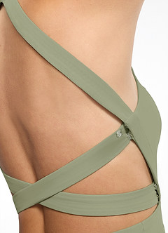 Azazie Clarice Abiti da Damigella Abito A-Line in Chiffon con Scollo Halter Pistacchio image7