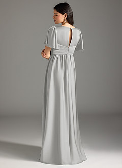Azazie Verna Maternity Bridesmaid Dresses A-Line Ruched Stretch Satin Floor-Length Dress image2