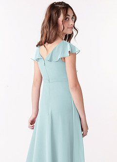 Azazie Posie Junior Mist A-Line Ruched Chiffon Dress image5