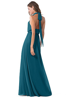 Azazie Landry Bridesmaid Dresses Ink Blue A-Line Pleated Mesh Dress image5