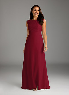 Azazie Bettina Mother of the Bride Dresses Burgundy A-Line Lace Chiffon Dress image1