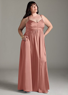Azazie Alia Brautjungfernkleider A-Linie Plissee Stretch-Satin Kleid Rosettenrosa image11