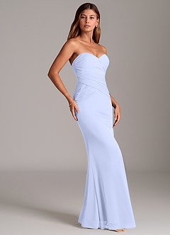 Azazie Katelyn Jurken voor bruidsmeisjes Converteerbaar Jurk van Mesh met Kolom Strapless Lavendel image4