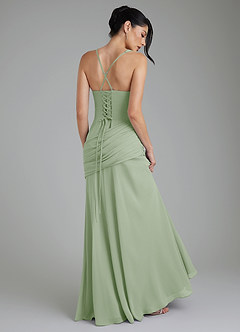 Azazie Toya At-home Try On Dresses Dusty Sage Mermaid Corset Chiffon Dress image7