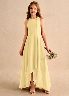 Azazie Boop Girls Formal Robe Demoiselle D'honneur Fillette Robe Trapèze en Mousseline de soie Nœud Beurre image4