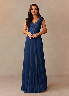 Dark Navy Upstudio Vandalia A-line V-neck Shimmer Knit Floor-length 