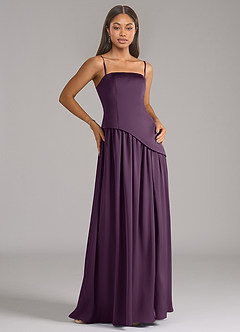 Azazie Adeline Robes de demoiselle d'honneur Robe Trapèze Convertible en Satin extensible Sans bretelle Prune image7
