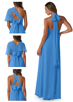 Azazie Fifi Bridesmaid Dresses A-Line Convertible Chiffon Floor-Length Dress image8