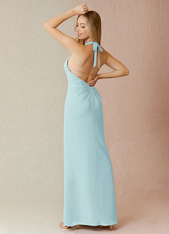 Azazie Yessi Vente Finale Robe Fourreau en Mousseline de soie Plissée Dusty Blue image2