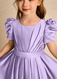 Azazie Miriam Abiti da Ragazza di Fiori Abito Principessa in Raso Opaco Plissettato Lilla image8