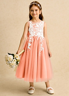 Azazie Sundae Flower Girl Dresses Sunset Ball-Gown Lace Dress image3