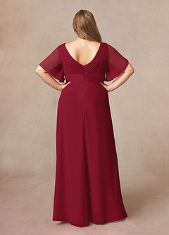 Azazie Alessa Mother of the Bride Dresses Burgundy A-Line V-Neck Pleated Chiffon Dress image8