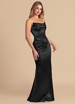 Azazie Sorrel Bridesmaid Dresses Black Mermaid Corset Metallic Satin Convertible Dress image5