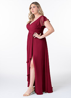 Azazie Omari Bridesmaid Dresses Burgundy A-Line Chiffon Dress image9