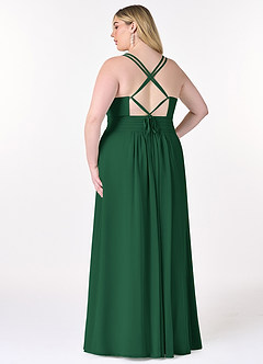 Azazie Farren Vestidos de damas de honor Vestido de Verde Oscuro de Gasa de Corte en A Convertible con Plisado image11