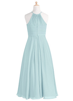 Azazie Ginger Junior Sea Glass A-Line Pleated Chiffon Dress image8