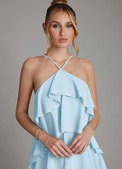 Azazie Deena Bridesmaid Dresses Sky Blue A-Line Ruched Chiffon Dress image3