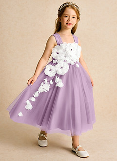 Azazie Dovey Flower Girl Dresses Wisteria Ball-Gown Bow Tulle Dress image6