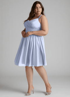Azazie Angie Brautjungfernkleider A-Linie Korsett Chiffon Kleid Eis image13