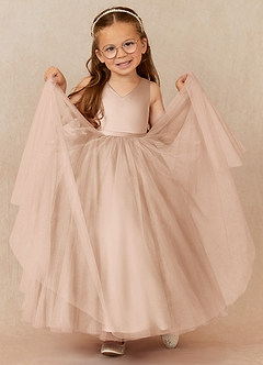 Azazie Marybell Flower Girl Dresses English Rose A-Line Bow Tulle Dress image3