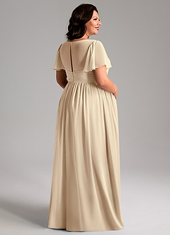 Azazie Verna Vestidos de dama de honra para maternidade Vestido Linha A Ruched Comprimento do chão Chiffon image8