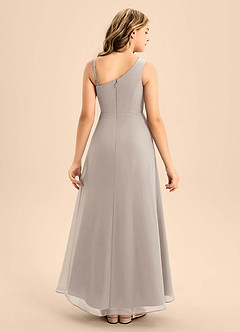 Azazie Brooke Junior Vestido de Escarcha de Gasa de Corte en A con Corte Lateral image2