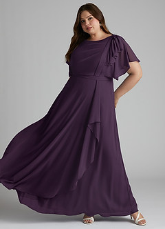 Azazie Aaliyah Modest Bridesmaid Dresses A-Line Scoop Pleated Chiffon Floor-Length Dress image15