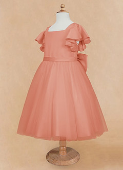 Azazie Kaeya Robe Demoiselle D'honneur Fillette Robe Trapèze en Tulle Arc Mai Tai image7