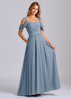 Azazie Koa Final Sale Sky Blue A-Line Off the Shoulder Chiffon Dress image4
