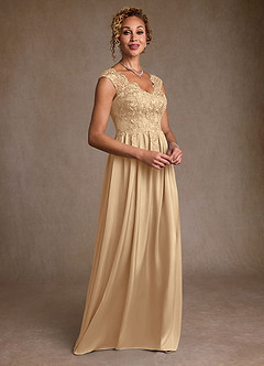 Azazie Amethyst Mother of the Bride Dresses Champagne A-Line Lace Dress image5