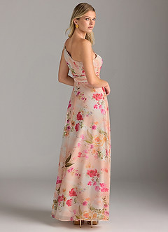 Azazie Dallas Bridesmaid Dresses Abstract Bouquet Floral A-Line One Shoulder Chiffon Dress image7