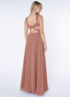 Azazie Nahrin At-home Try On Dresses Matcha A-Line V-Neck Pleated Chiffon Dress image4