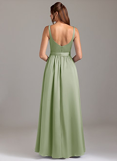 Azazie Elliott Robes de demoiselle d'honneur Robe Trapèze en Satin extensible avec poches Vert Sauge image6