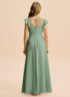 Azazie Bondi Junior Matcha A-Line Side Slit Stretch Satin Dress image2