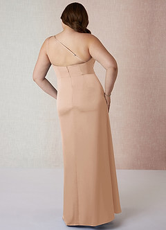 Azazie Mika Bridesmaid Dresses English Rose Sheath One Shoulder Stretch Satin Dress image9