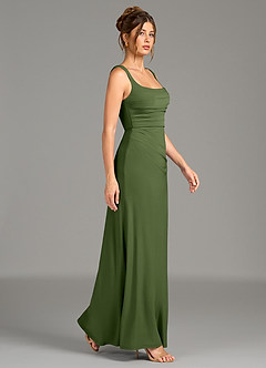 Azazie Agustina Bridesmaid Dresses Olive Mermaid Corset Premium Stretch Jersey Dress image3