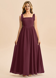 Azazie Delia Junior Abito A-Line in Chiffon Fiocco Cabernet image5