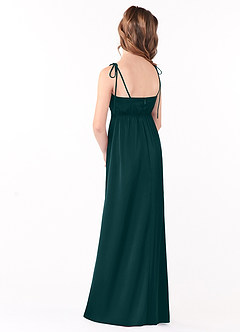 Azazie Violeta Junior Robe Trapèze en Satin extensible Arc Vert Pin image2