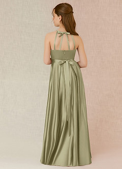 Azazie Arianthe Junior Pistachio A-Line with Pockets Stretch Satin Dress image1