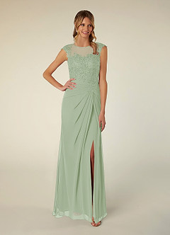 Azazie Libby Mother of the Bride Dresses Dusty Sage A-Line Scoop Sequins Chiffon Dress image1