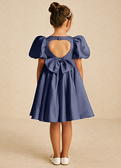 Azazie Muffin Blumenmädchenkleider A-Linie mit ärmel Matte Satin Kleid Sturm image1