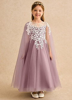 Azazie Dandelion Flower Girl Dresses Dusty Rose Ball-Gown Lace Dress image3
