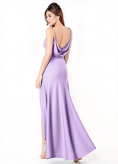 Azazie Alaija Bridesmaid Dresses Lilac Mermaid Side Slit Stretch Satin Dress image1